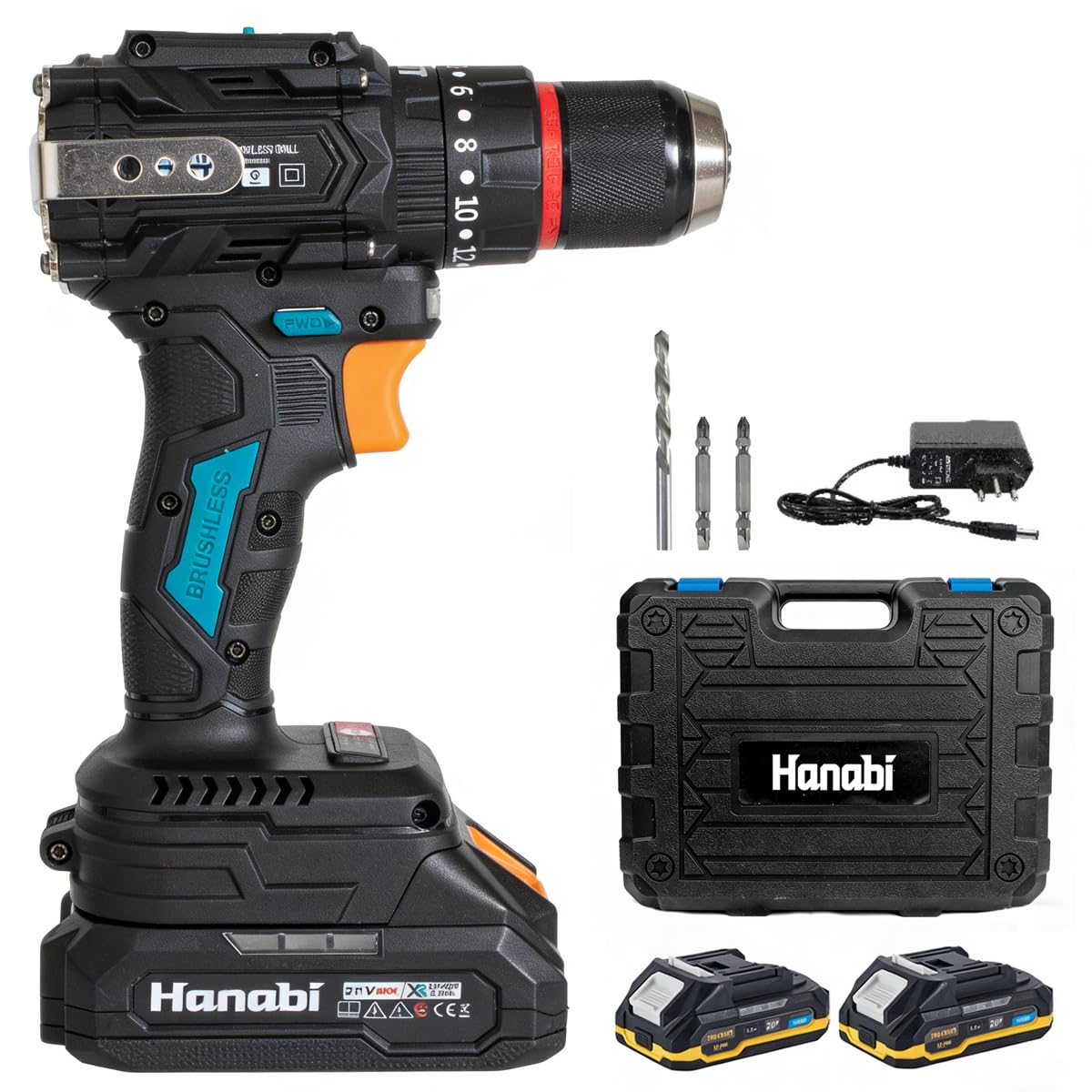 Hanabi Parafusadeira Eletrica 2 Bateria 21v Brushless 13mm 35N.m